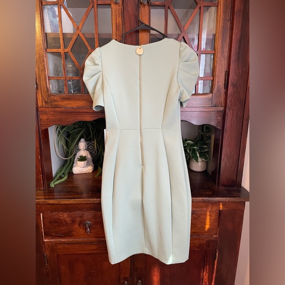 Calvin Klein Sheath Dress Puff Sleeve Career‎ Party Cocktail Mint Green 6 - Picture 2 of 5